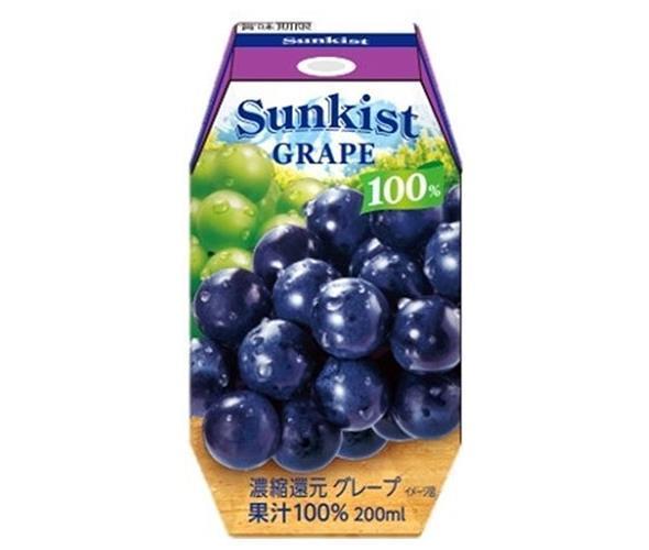 森永乳業 サンキスト 100%グレープ(プリズマ容器) 200ml紙パック×24本入【日本出荷】