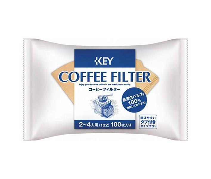 Key Coffee Unbleached Coffee Filter with Tab, For 2 to 4 People, 100 Pieces x 10 Bags [Shipped in Japan]