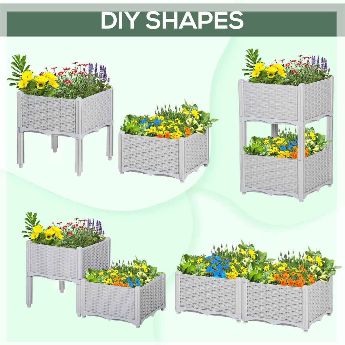 1 Piece Raised Garden Bed PP Raised Flower Bed Vegetable Herb Grow Box Stand Brown