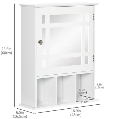 Bathroom Cabinet Wall Mount with Mirror Door 3 Shelf Organizer for Bathroom, Kitchen, Bedroom, Grey