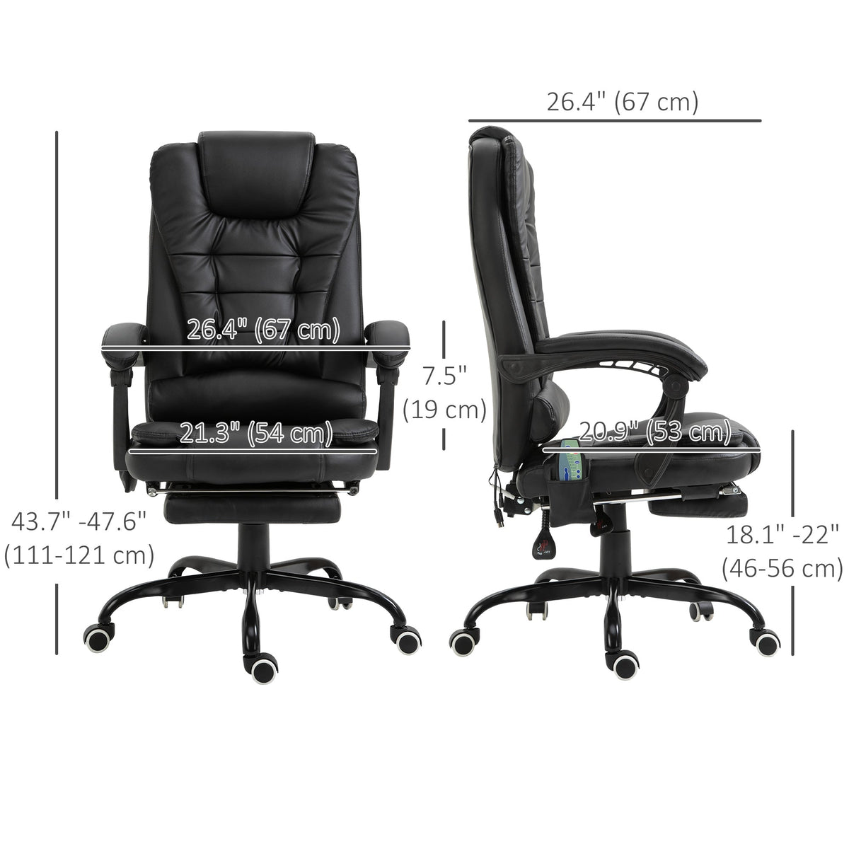 Declan Executive Office Chair with 7-Point Massage and Reclining Features-Black