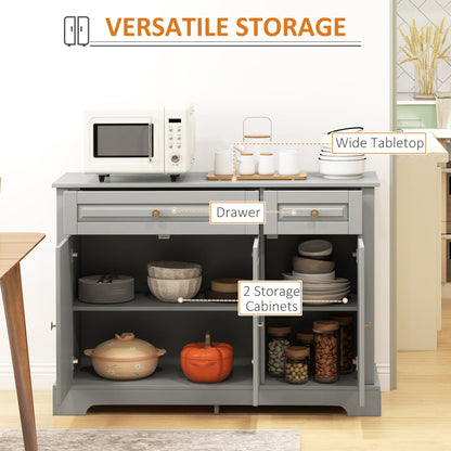 Modern Sideboard Cabinet, Buffet Cabinet with 2 Drawers and Adjustable Shelves, Buffets Tables for Dining Room, Black