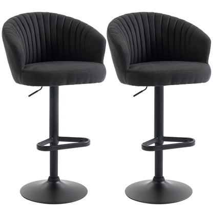 Bar Stools Set of 2, Swivel Counter Height Barstools with Back, Footrest, Adjustable Height, Beige