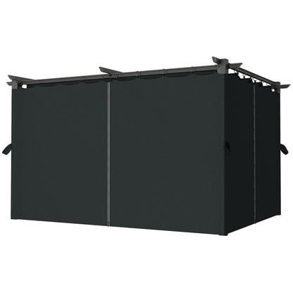 10' x 13' Pergola with Retractable Canopy and Curtains, UPF30+ Sun Shade Shelter for Grill, Garden, Backyard, Deck