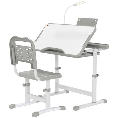 Kids Desk and Chair Set Height Adjustable Student Writing Desk Children School Study Table with Tilt Desktop, Blue