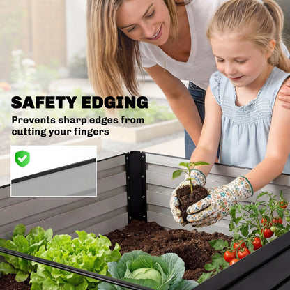 5' x 3' x 2' Raised Garden Bed, Galvanized Planter Box for Growing Flowers, Herbs and Vegetables, Black