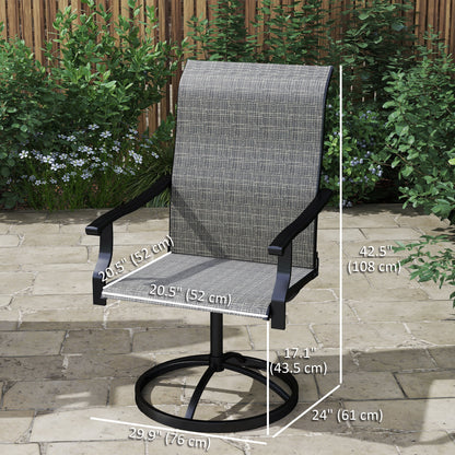 Outdoor Swivel Dining Chairs Set of 2, High Back Swivel Chairs with All Weather Mesh for Deck, Backyard, Poolside, White
