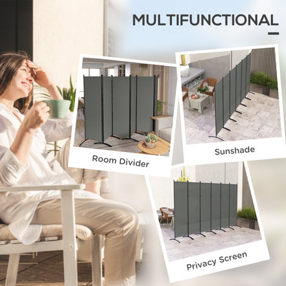 6 Panel Folding Room Divider, UV30+ Privacy Screen, Indoor Outdoor Privacy Panel with Stable Base, Beige