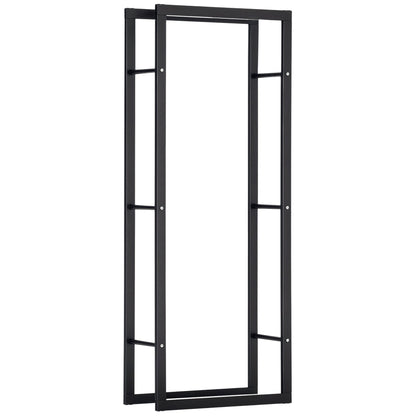 15.7" x 9.8" x 39.4" Firewood Rack Outdoor, Log Holder Fireplace Storage Rack with Handles and 220 lbs. Weight Capacity, Black