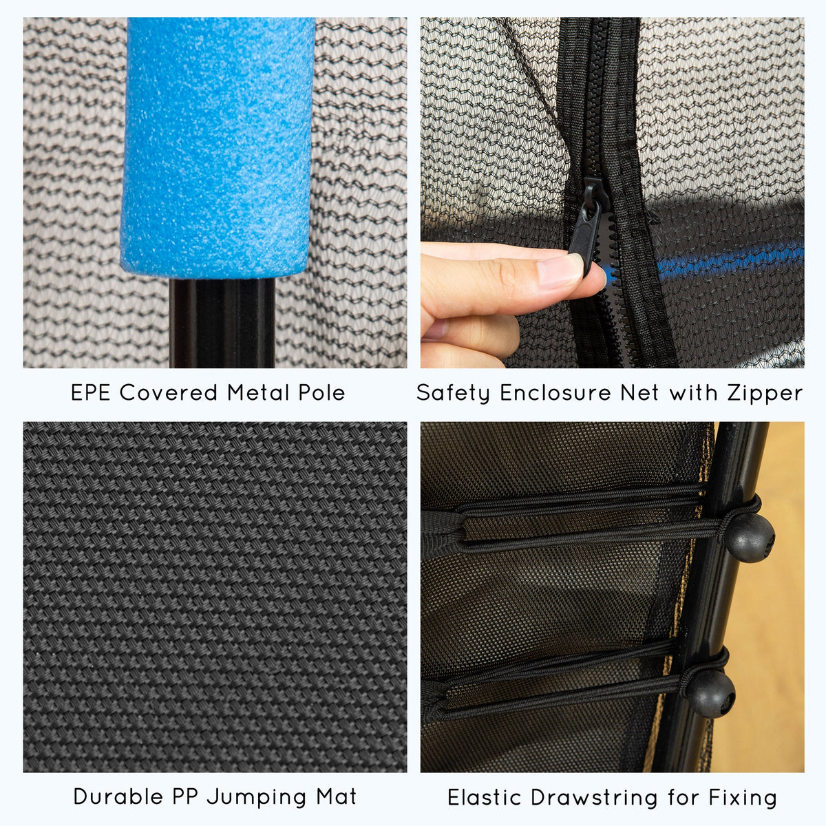 63" Kids Trampoline Mini Indoor Bouncer Jumper with Enclosure Net Elastic Thick Padded Pole Gift for Child Toddler Age 3-6 Years Old Blue