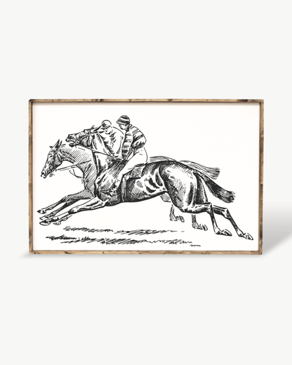 Racehorses Wood Sign