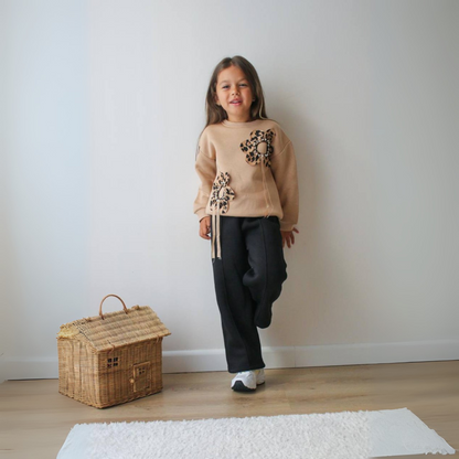Leopard Flower Girls Casual Set