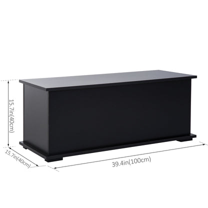 39.5" Storage Chest with 2 Safety Hinges, Storage Box Organizer with Flip-Top Lid, Entryway Storage Bench, Black