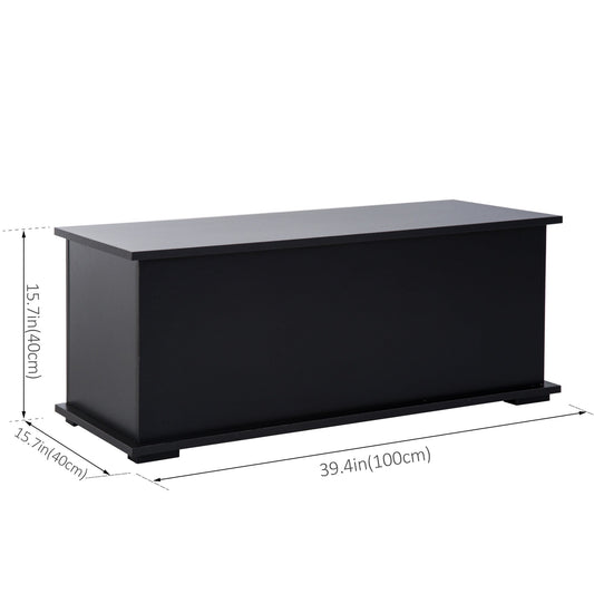 39.5" Storage Chest with 2 Safety Hinges, Storage Box Organizer with Flip-Top Lid, Entryway Storage Bench, Black