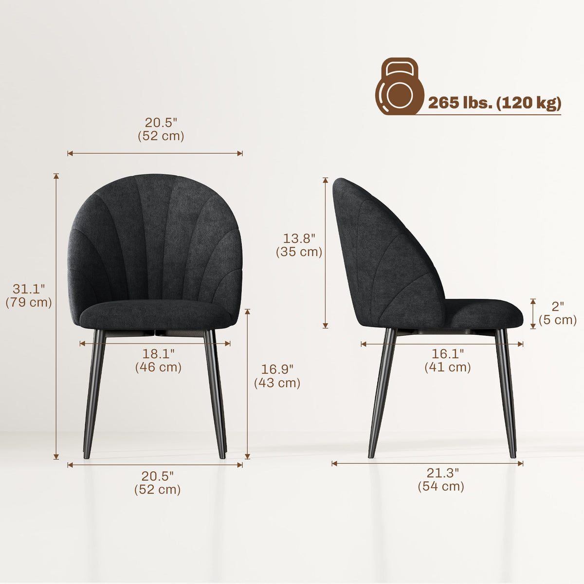 Skylar Modern Dining Chairs Set of 4-Black