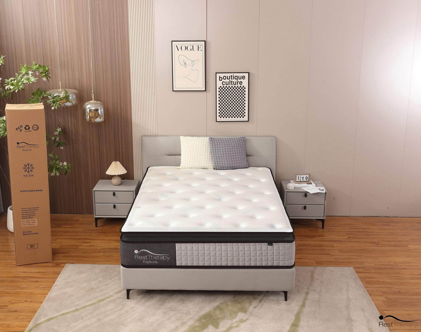 14" Euphoria Cooling Pillow Top Plush Hybrid Mattress – Gel Memory Foam & Pocket Coils
