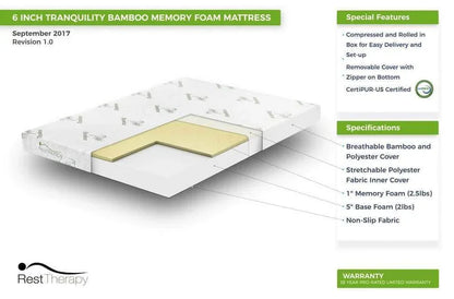 Tranquility 6" Bamboo Memory Foam Mattress