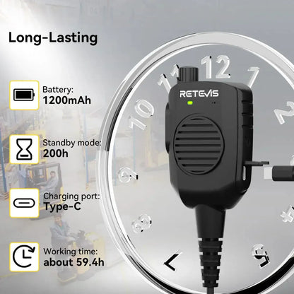 Retevis HK011 AI Noise-Canceling Speaker Mic (K1 2-Pin)