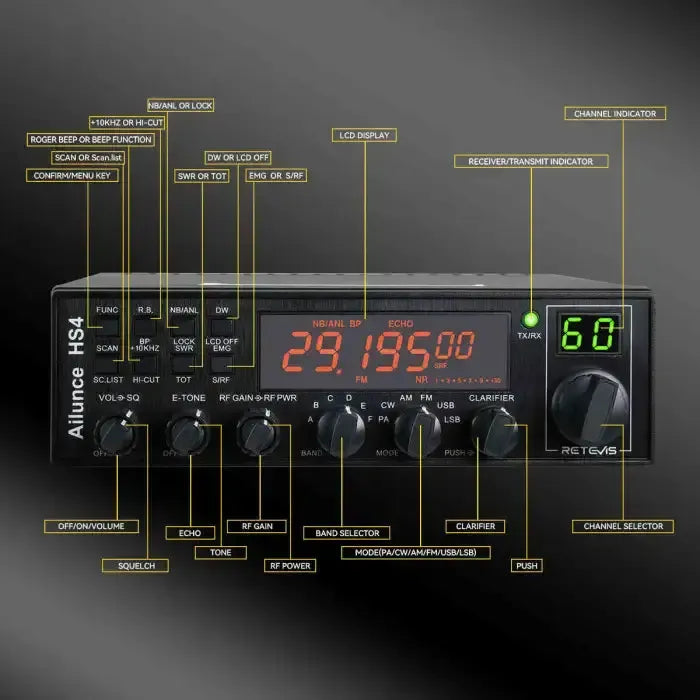 Retevis HS4 10-Metre Mobile Ham Radio (SSB/AM/FM/PA)