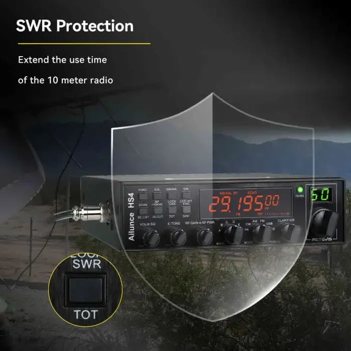 Retevis HS4 10-Metre Mobile Ham Radio (SSB/AM/FM/PA)