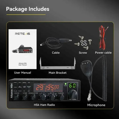 Retevis HS4 10-Metre Mobile Ham Radio (SSB/AM/FM/PA)
