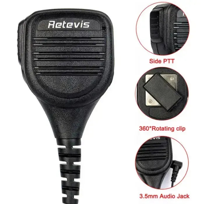 Retevis RS-112 Heavy-Duty Speaker Mic (IP54 Weatherproof, K1 Plug) - C9050A