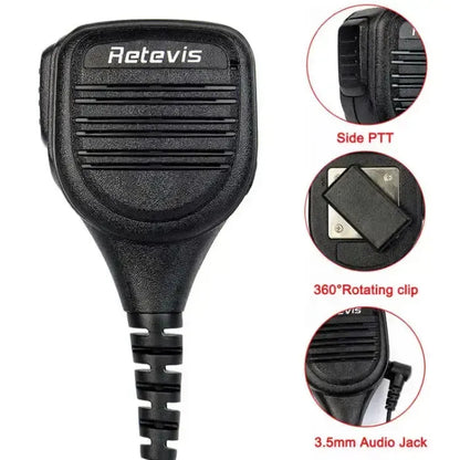 Retevis RS-112 Heavy-Duty Speaker Mic (IP54 Weatherproof, K1 Plug) - C9050A