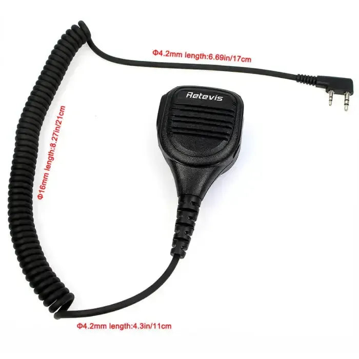 Retevis RS-112 Heavy-Duty Speaker Mic (IP54 Weatherproof, K1 Plug) - C9050A
