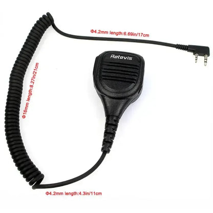 Retevis RS-112 Heavy-Duty Speaker Mic (IP54 Weatherproof, K1 Plug) - C9050A