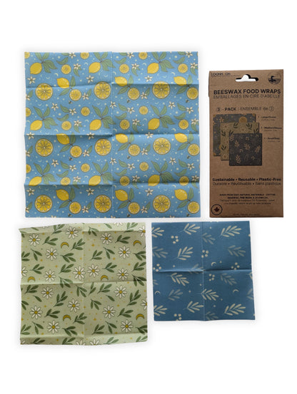 Thicker Reusable Beeswax Food Wraps - 3 Pack