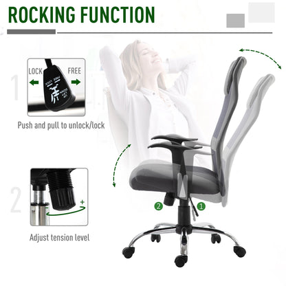Ergonomic Office Chair with Thick Padded Headrest, Mesh Computer Desk Chair with Tilt Function, Armrest, Black