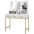 Sophia Illuminated Makeup Table with LED Lights and 3 Drawers-White