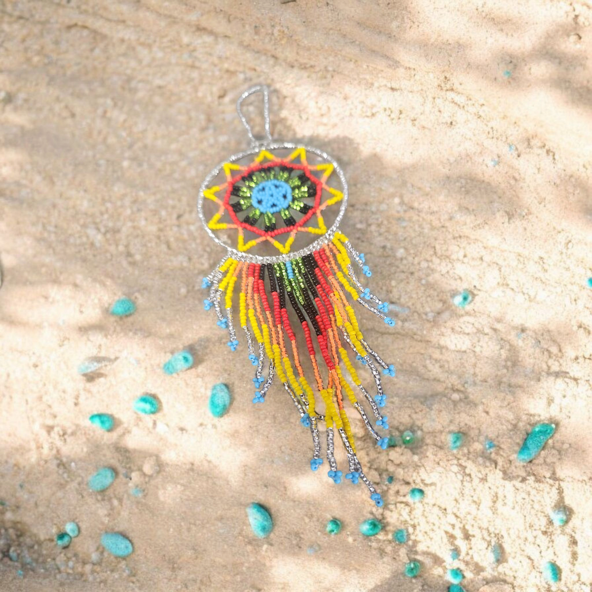 Silver and yellow red,Celestial Beaded Handmade Dreamcatcher