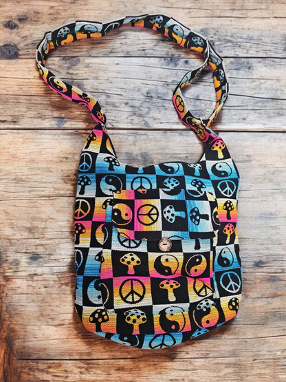 sunset / black crossbody bag