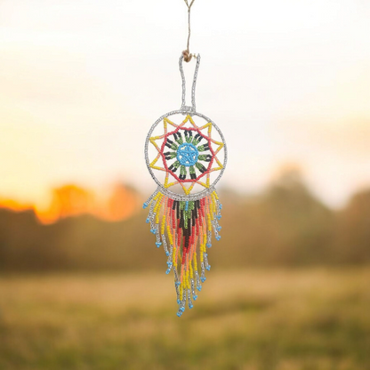 Silver and yellow red,Celestial Beaded Handmade Dreamcatcher