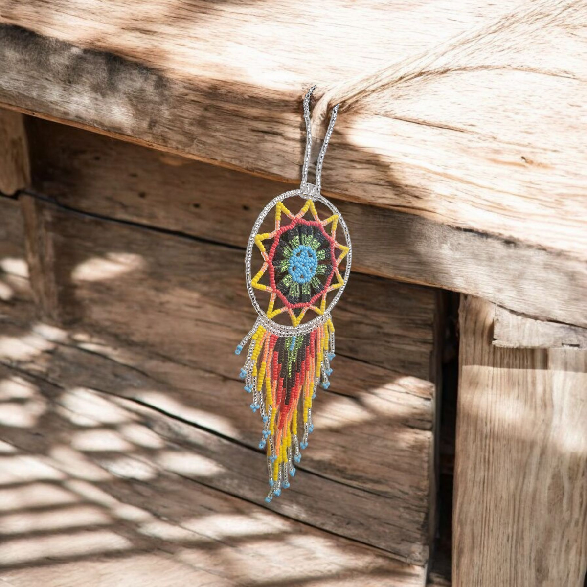 Silver and yellow red,Celestial Beaded Handmade Dreamcatcher