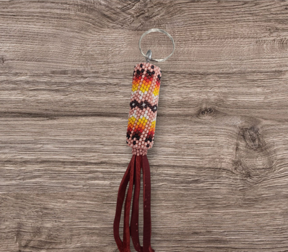 pink Beaded Keychain