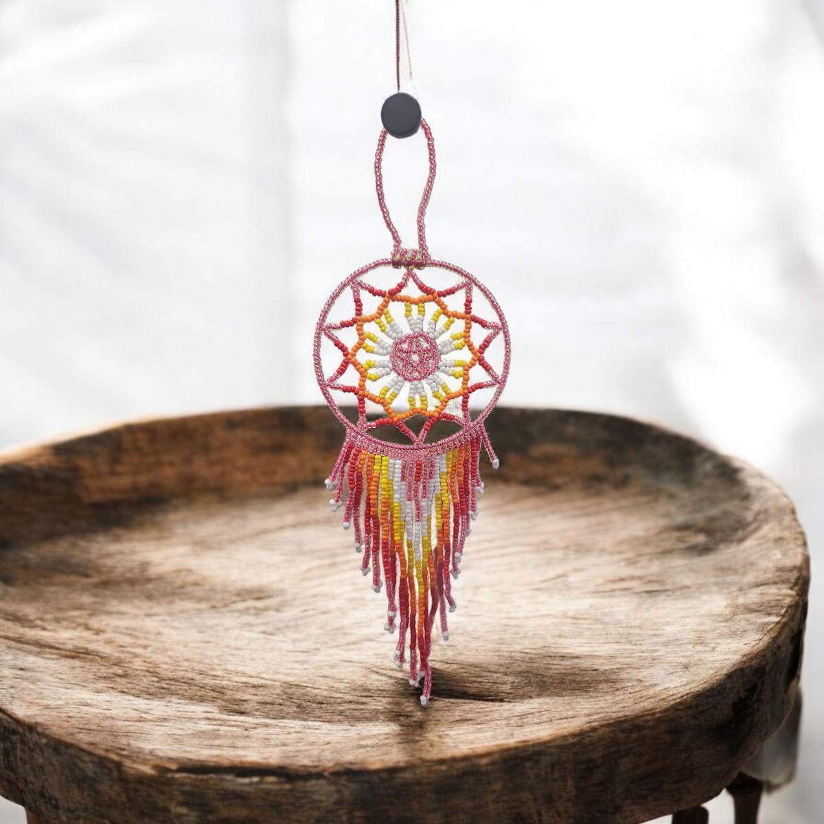 Pink and white yellow ,Celestial Beaded Handmade Dreamcatcher