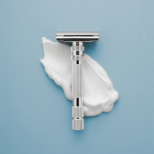 Rockwell T2 Adjustable Safety Razor - White Chrome (Twist-to-Open)