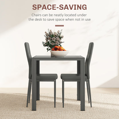 Zaya 3-Piece Rectangular Glass Dining Set for Small Spaces-Grey