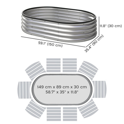 2Pcs Galvanized Raised Garden Bed, 4 x 3 x 1 ft Modular Metal Garden Beds with Rubber Strip Edging, Silver