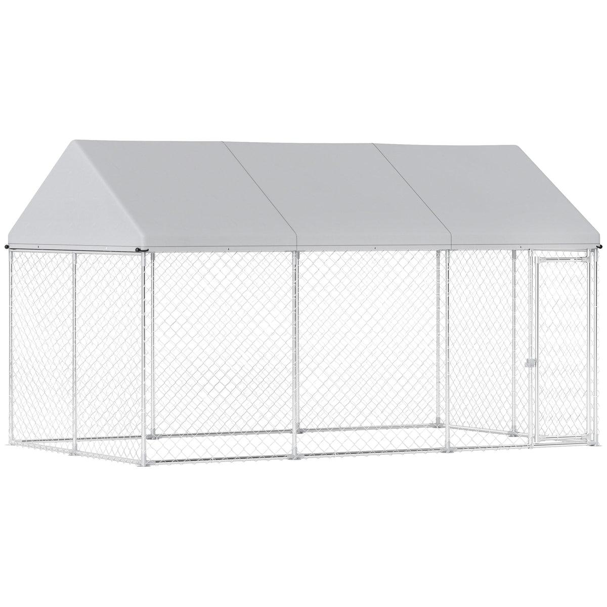 Galvanized Steel Outdoor Dog Kennel with Roof, Safety Lock, for Backyard, 13.1' x 7.5' x 7.8'