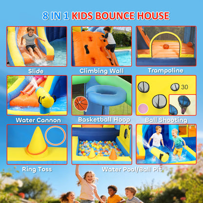 Bouncy Castle for Kids, Inflatable Bounce House with Slide, Pool (Ball Pit), Ball Shooting and Blower for Indoor Outdoor