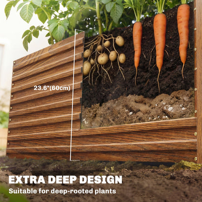 5' x 3' x 2' Raised Garden Bed, Galvanized Planter Box for Growing Flowers, Herbs and Vegetables, Black