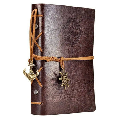 Vintage Nautical Pirate Ship Anchor Leather Notebook