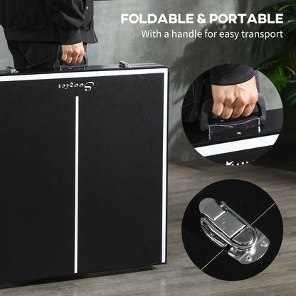 Mini Folding Table Tennis Table with Aluminium Frame, Portable Outdoor Ping Pong Table with Net for Indoor Outdoor Garden Camping, Black