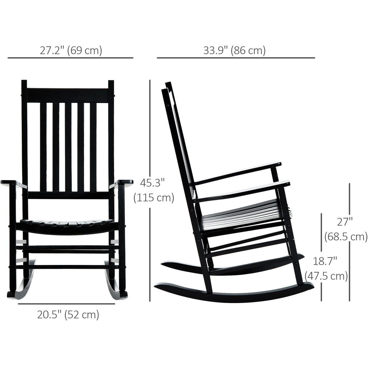 Wooden Porch Rocking Chair Outdoor Patio Rocker Garden Single Leisure Reclining Seat Armchair Natural