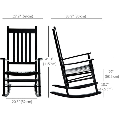 Wooden Porch Rocking Chair Outdoor Patio Rocker Garden Single Leisure Reclining Seat Armchair Natural