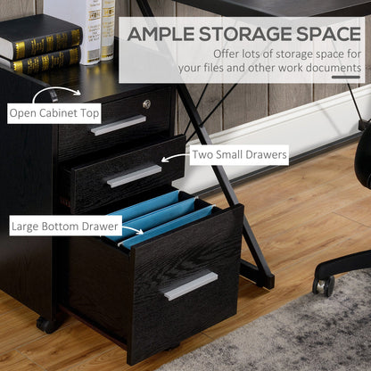 3 Drawer File Cabinet with Lock and Edged Top, Lockable Filing Cabinet on Wheels for Letter and A4 Size, White
