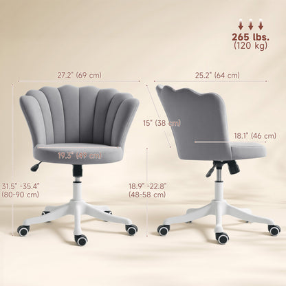 Office Chair, Armless Swivel Desk Chair with Adjustable Height, Backrest, Tilt Function for Office, Vanity, Grey
